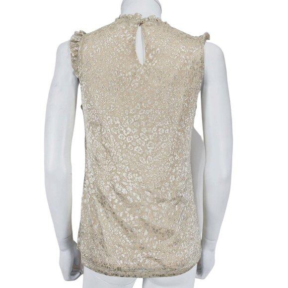 Oasis Gold Sparkly Pattern Sleeveless Party Top Sz XS Lined - Picture 3 of 5